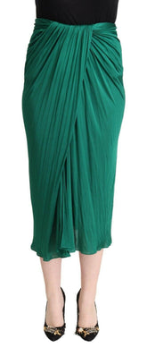 Dolce & Gabbana Dark Green High Waist Midi Pencil Cut Pleated Skirt -   -  Dolce & Gabbana.